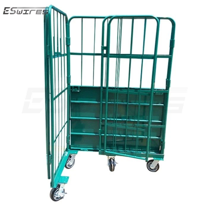 Roll cage pallet fold
